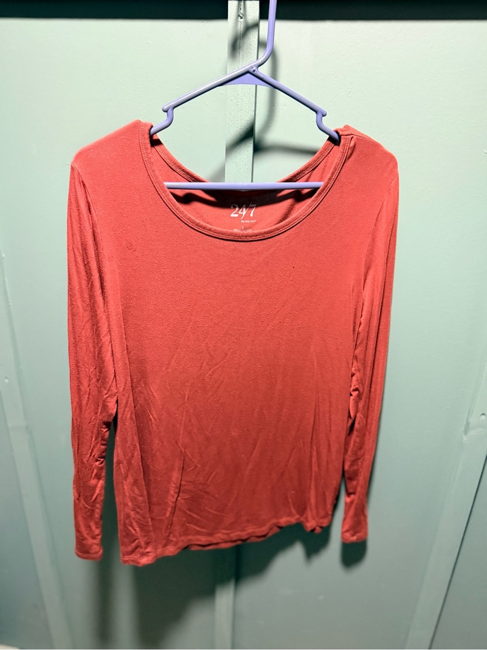 Everyday Long-Sleeve Crew Neck Top - Rust